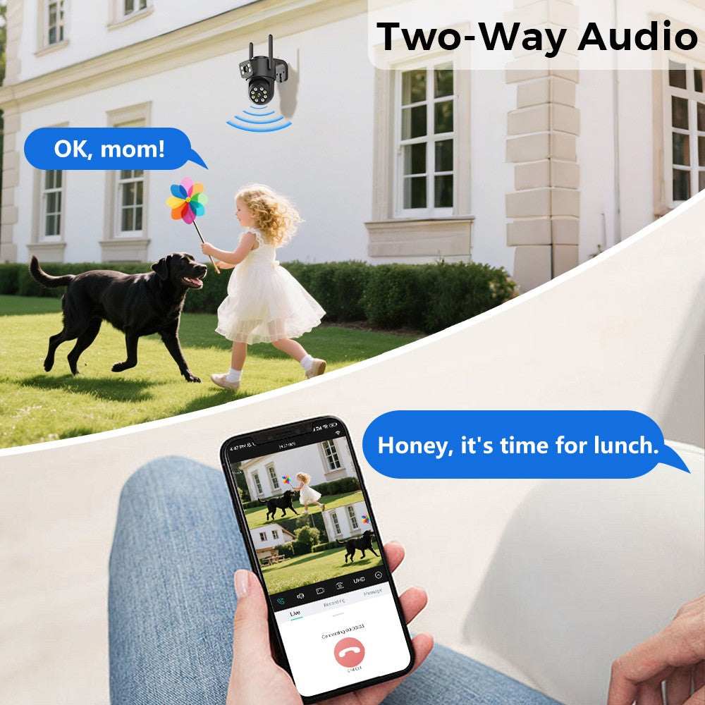 Wifi Camera Outdoor 8MP 4K Dual Lens Dual Screens Black Surveillance Camera Night Vision Human Detection Security Camera ICsee