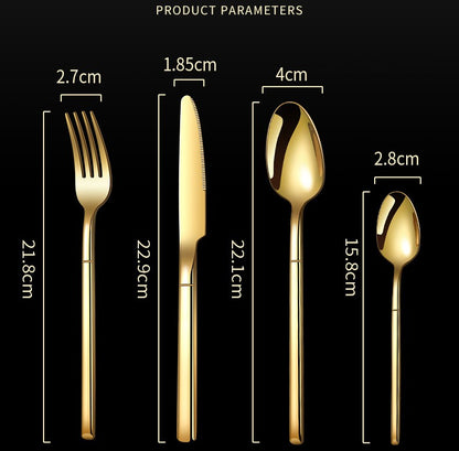Cutlery set Thickening and widening high-grade 304 stainless steel tableware Knight knife fork spoon tableware set dinnerware