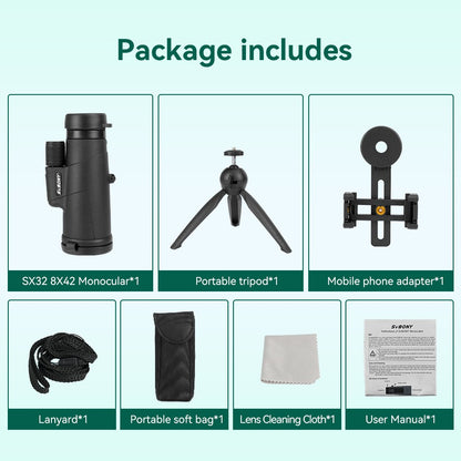 Binóculos Svbony F9333A/F9333B 10X42/8X32 Telescópio Potente Profissional HD De Longo Alcance Equipamento de Acampamento Para Viagens e Sobrevivência