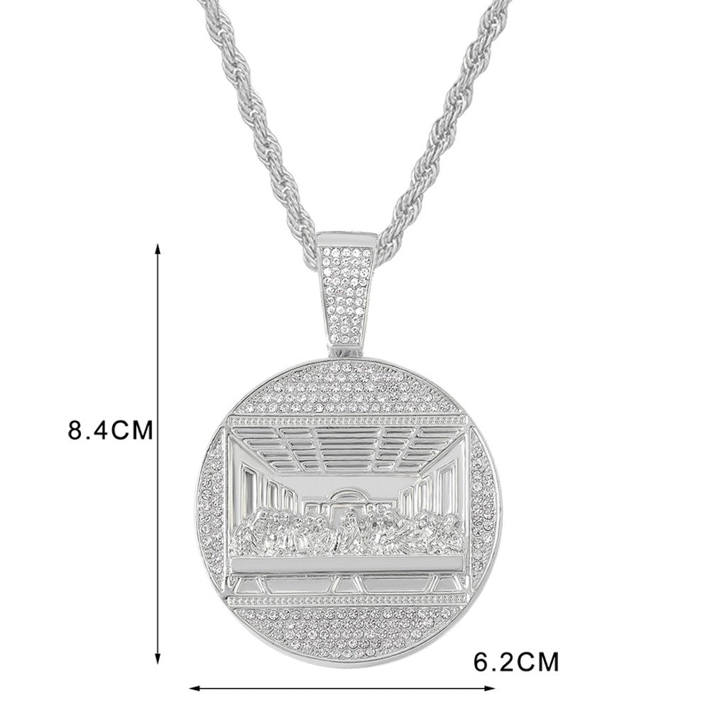 New Last Supper Pendant Cuban Chain Necklace With 14mm Iced Out Chain Fashion Hip Hop Men Charm Pendant Tennis Necklaces Jewelry