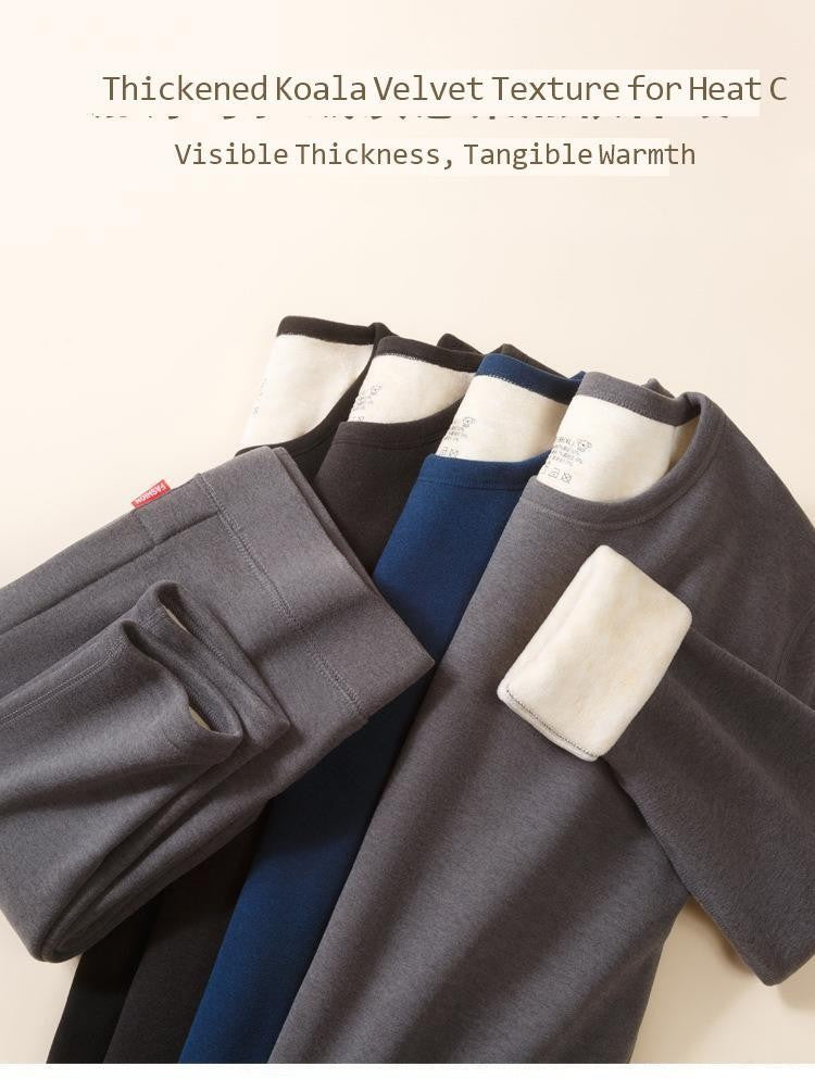 Winter Thermal Underwear Set For Men And Women Thick Velvet Lining Suitable For Wearing Cold Warm Underwear's Top And Bottoms