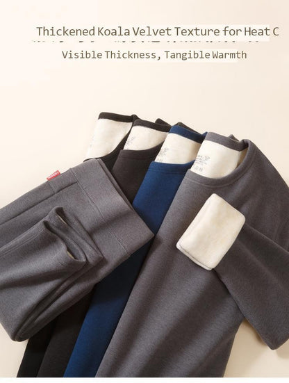 Winter Thermal Underwear Set For Men And Women Thick Velvet Lining Suitable For Wearing Cold Warm Underwear's Top And Bottoms