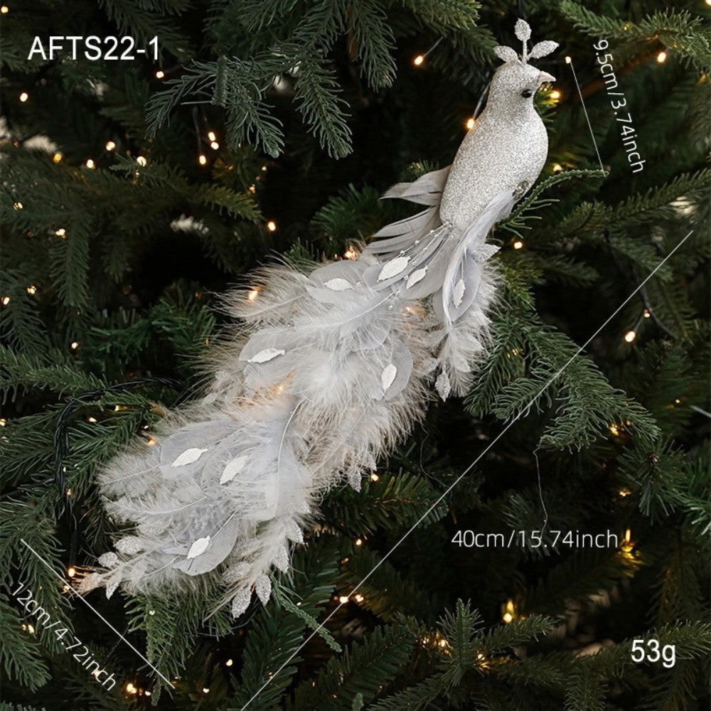 Elegant Realistic Glitter Christmas Peacock Ornaments Glitter Simulate Faux Peacock Simulation Bird Decor Holiday Season