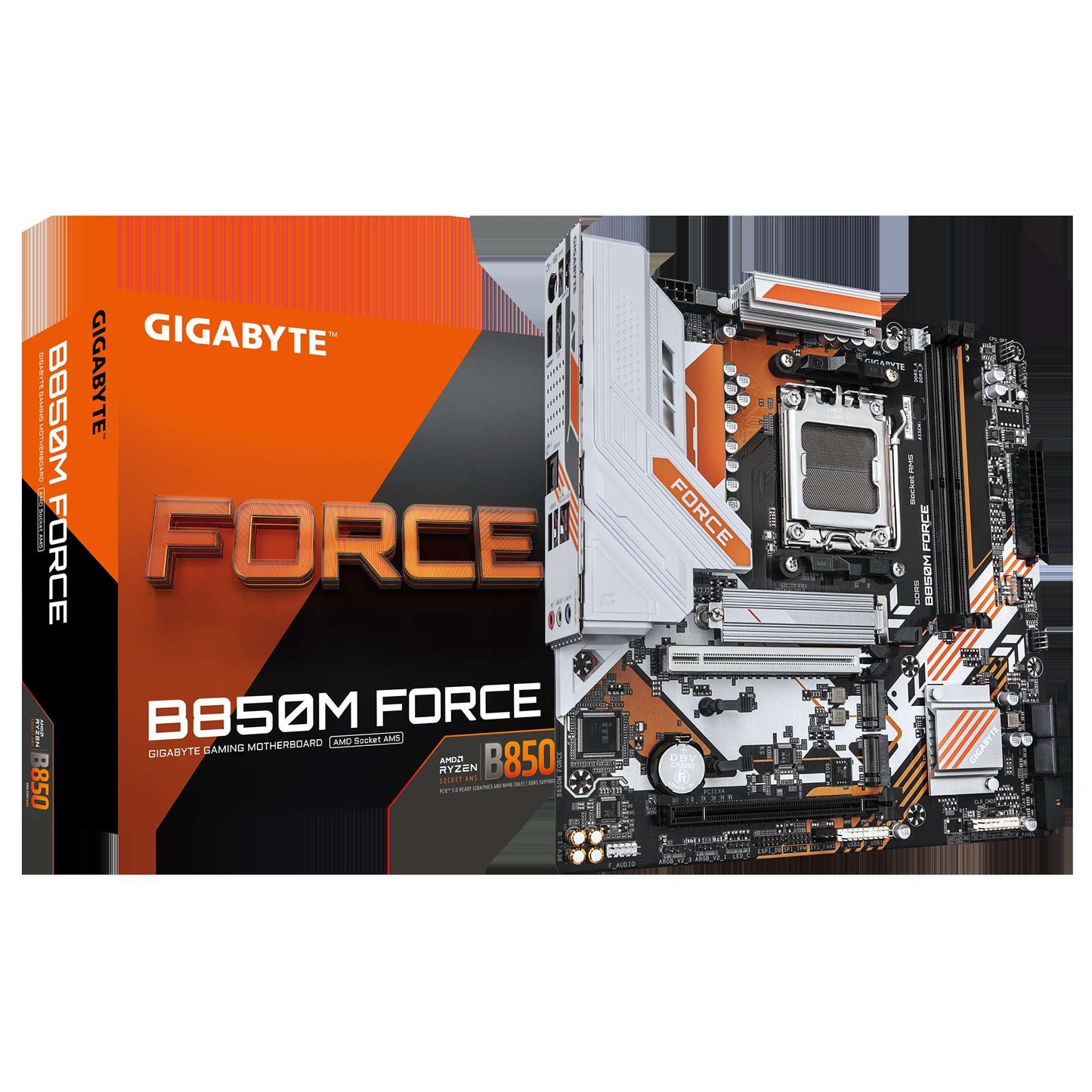 Placa-mãe GIGABYTE Nova B850M FORCE Soquete AM5 Para CPU Ryzen Série 9000 8000 7000 Dual Channel Micro ATX DDR5 SATA3 M.2