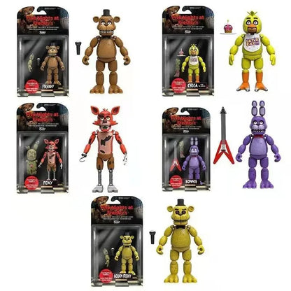 Figuras FNAF de 14cm Nightmare Freddy Bonnie Foxy Chica Boneco Articulado Blacklight Freddy Frostbe Coleção de Brinquedos