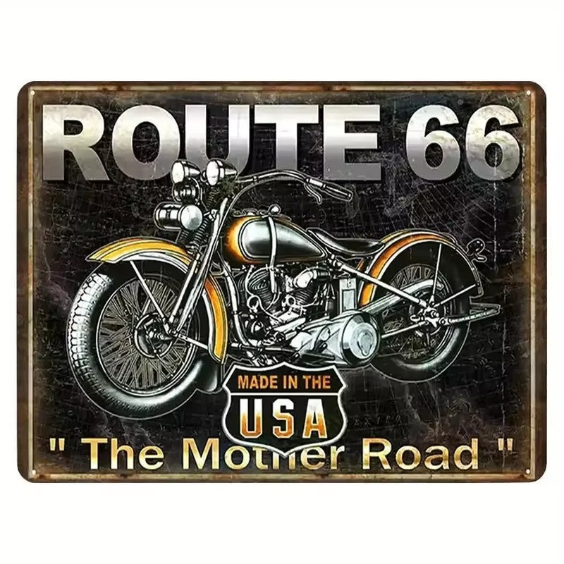 A retro Route 66 neon aluminum sign interesting Route 66 aluminum poster bar decoration restaurant decoration street decoration