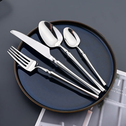 AJOYOUS Conjunto de Talheres Aço Inoxidável Polido Luxuoso Garfo Sobremesa Colher de Chá Faca Utensílios de Jantar Cozinha