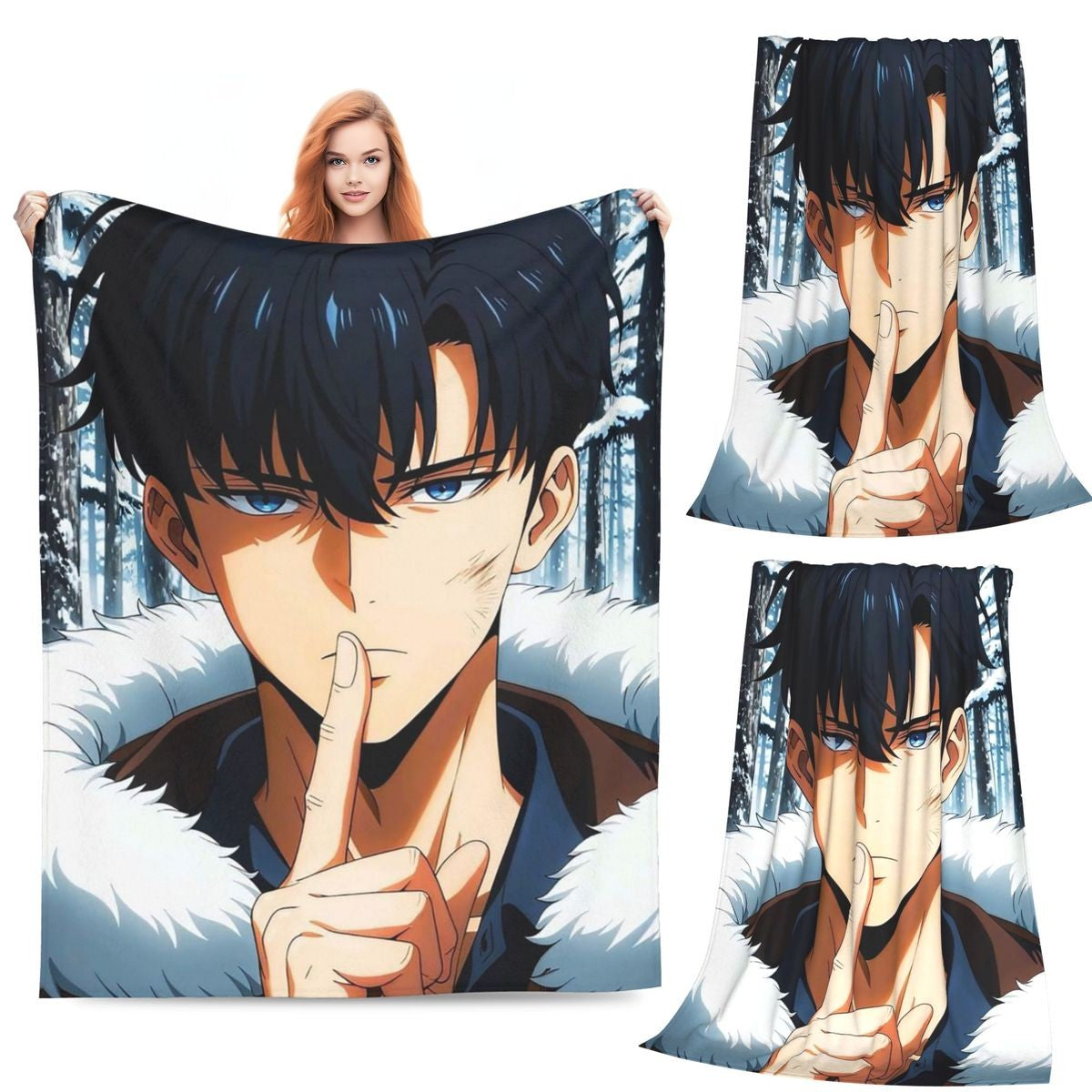 Anime Sung Jinwoo  Blankets Flannel Sofa Throw Blanket Breathable for Couch Bedding Outdoor Throws Bedspread Quilt