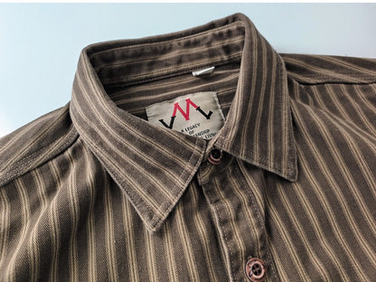 2025 Spring and Autumn New American Retro Woven Striped Cargo Shirt Men's Simple 100% Cotton Washed Double Pockets Thin Jacket