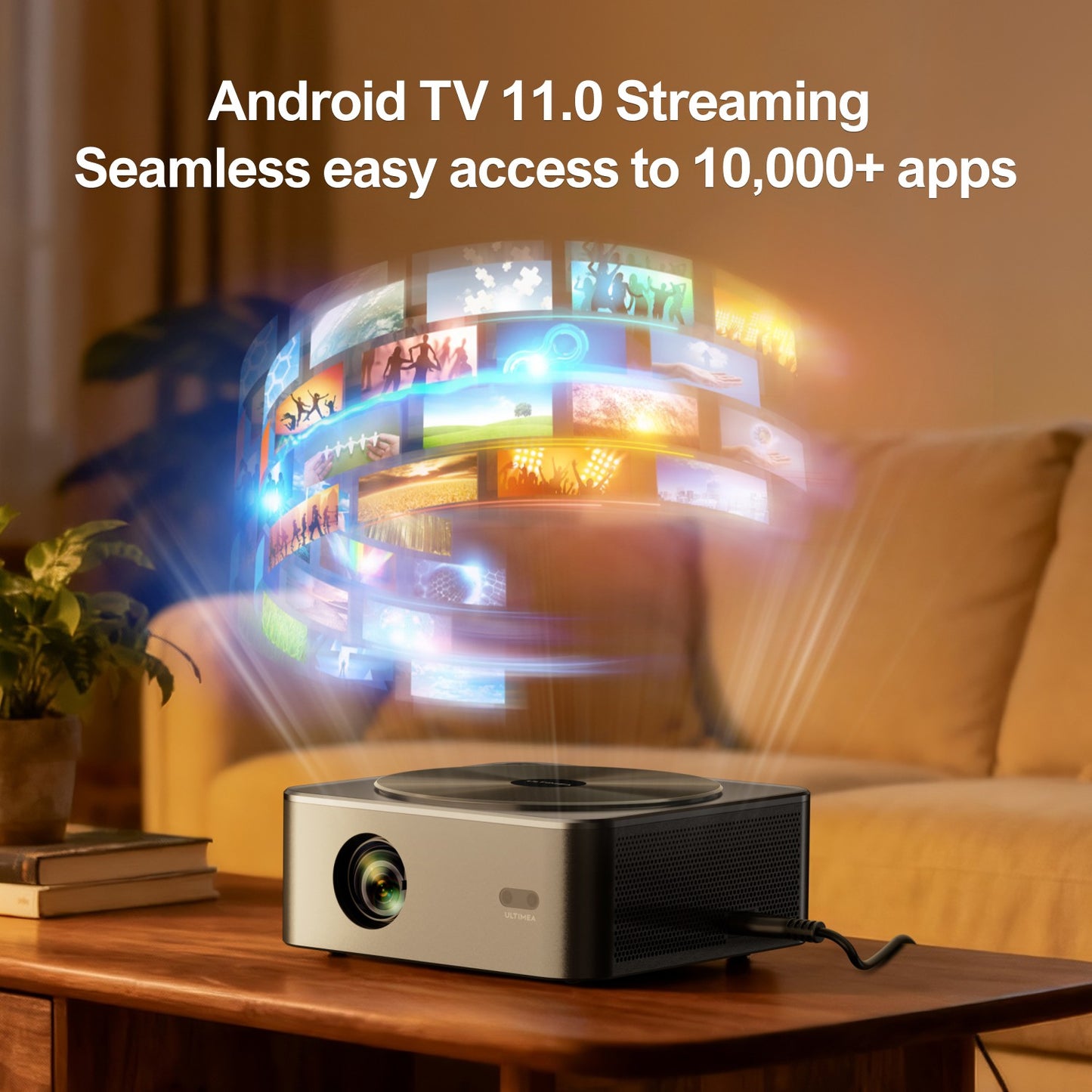 Projetor ULTIMEA Apollo P40 Full HD 1080P Nativo, Suporte a 4K, Projetor de Cinema Doméstico Inteligente com WiFi, Bluetooth e Foco Automático