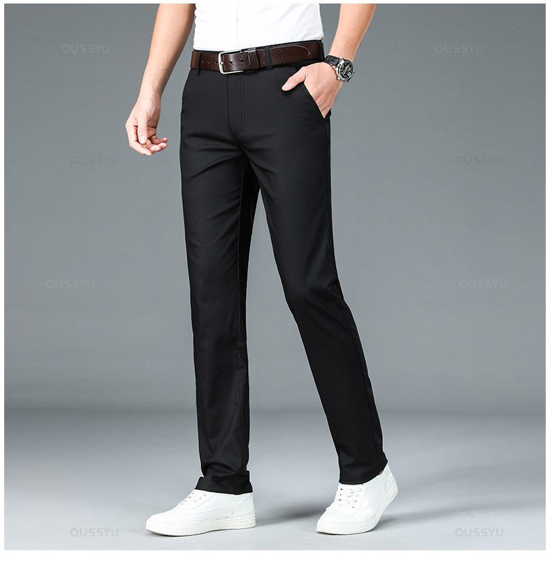 High Quality Luxury Straight Business Suit Pants Men Bamboo Fiber Designer Spring Summer Elegant Casual Long Formal Trouser Male