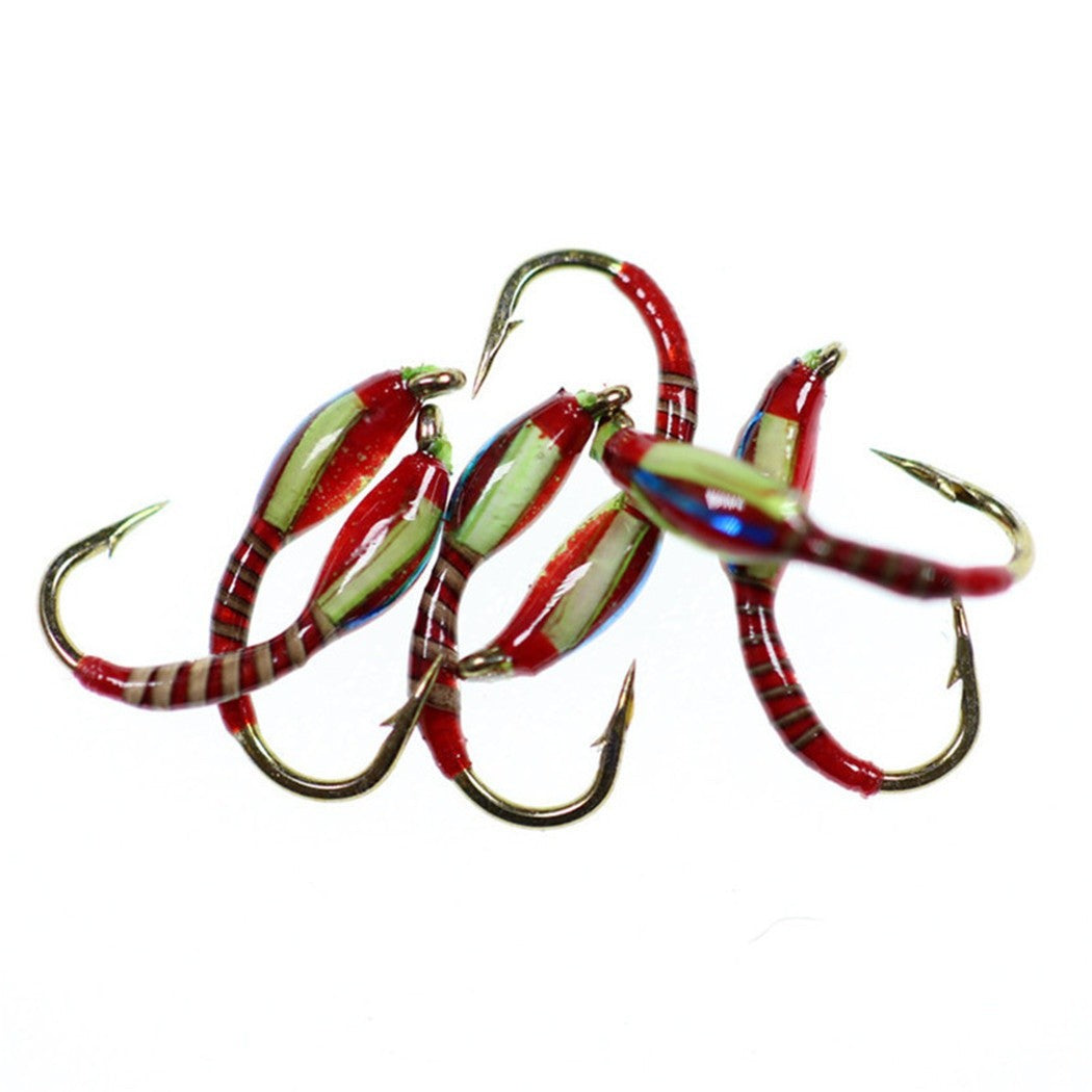5 Peças Latão Beadhead Pavão Herl Buzzer Fly Isca de Pesca no Gelo Jig Ninfas Larvas para Pesca de Truta Perca Bluegill