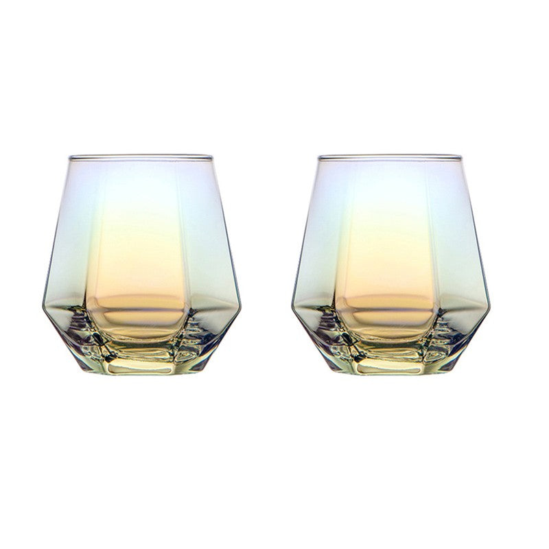 Copo de uísque criativo e elegante 320ml 11oz Copos coloridos para suco e chá Copo de vidro hexagonal doméstico Copos para coquetel e conhaque