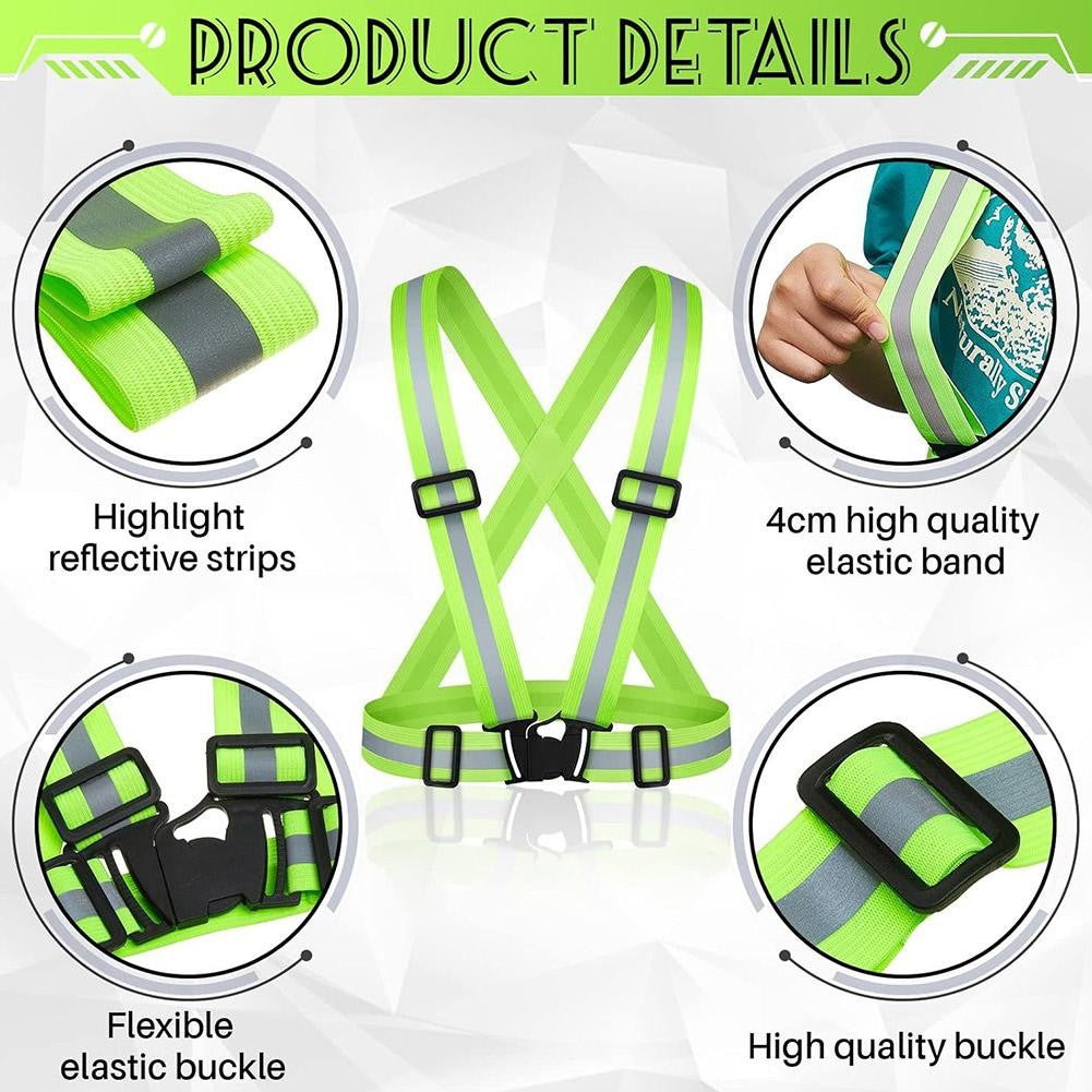 High Visibility Reflective Vest Reflective Straps Night Running Cycling Clothing Vest Adjustable Safety Vest Riding Equipment