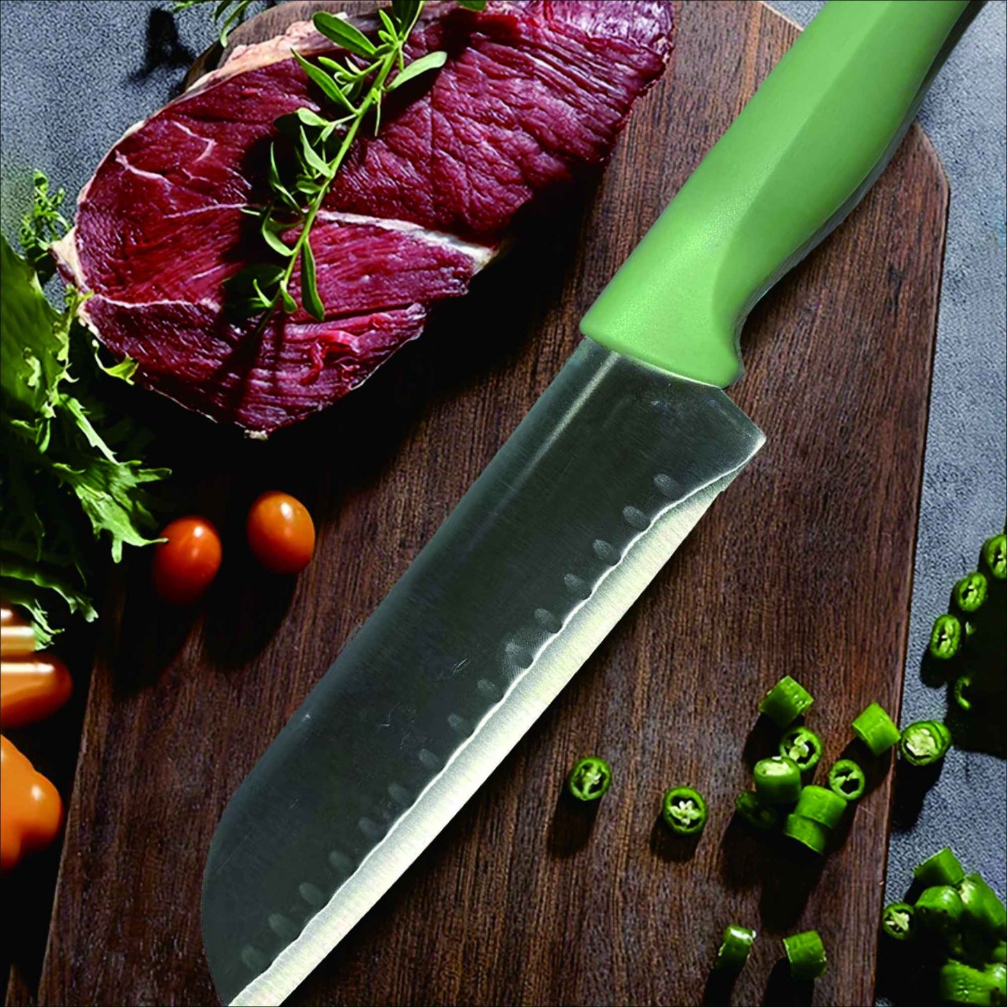 Kitchen knife set, stainless steel non-stick knife, black-edged marble rose gold six-piece set, 2025 explosion