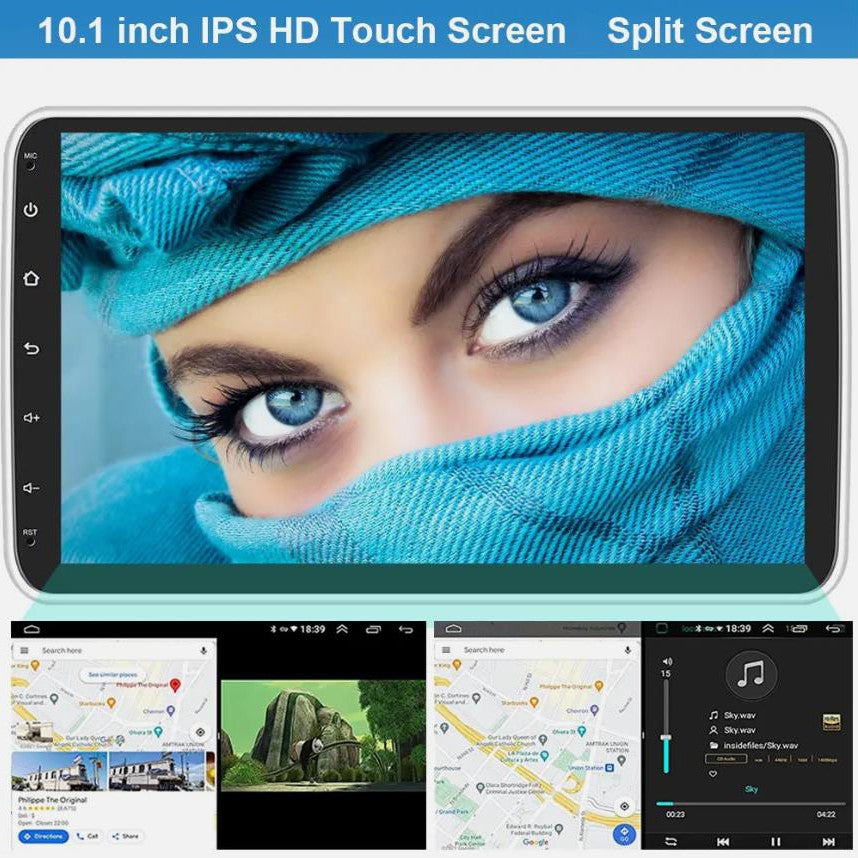Rádio Estéreo de Carro com Tela Sensível ao Toque Rotativa de Alta Qualidade de 10,1 polegadas Android 13 2+64G 1 DIN GPS Navi BT FM RDS WIFI USB EQ SWC com Microfone