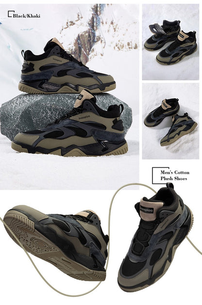 Baasploa Winter Men Leather Sneakers Casual Fashion Waterproof Sport Shoes For Man Plush Warm Male Sneakers Non-Slip Outdoor