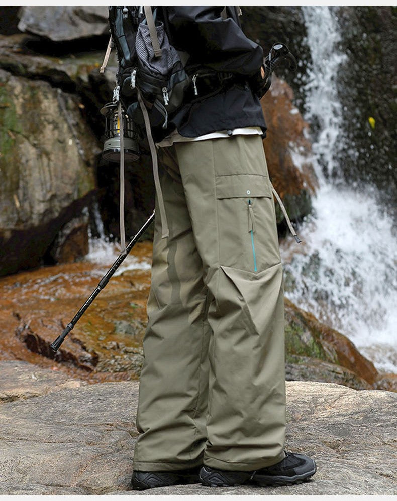 Calças de inverno masculinas para caminhada, impermeáveis, à prova de vento, calças de montanhismo, para manter aquecido, acampamento, trekking, esqui, calças com bolso com zíper