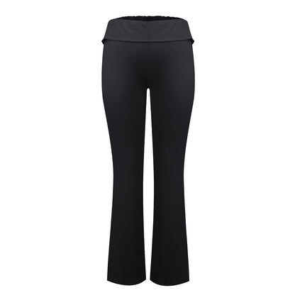 Women'S Fashion Solid Color Slim Fit Slim Reverse Waist Low Waist Elastic Waist Flare Pants Pantalones De Mujer Cintura Alta