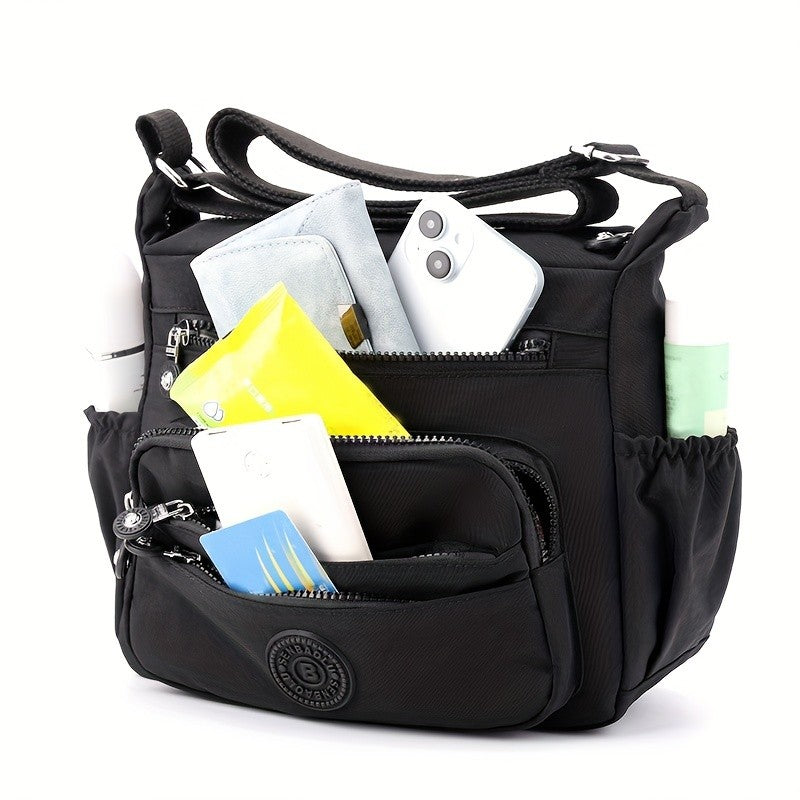 Lightweight Nylon Chic Crossbody Bag for Women Adjustable Strap, Multi-Pocket Design for Travel, Shopping, Dates & School