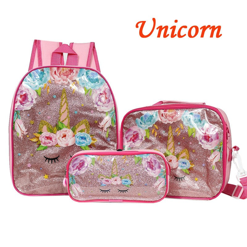Hot Disney Cartoon Princess Elsa Schoolbag Cute Large-capacity 3-piece Set of Children's Girls Boy Backpack Children's Schoolbag