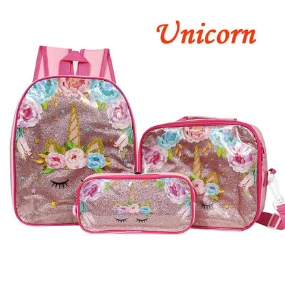 Hot Disney Cartoon Princess Elsa Schoolbag Cute Large-capacity 3-piece Set of Children's Girls Boy Backpack Children's Schoolbag