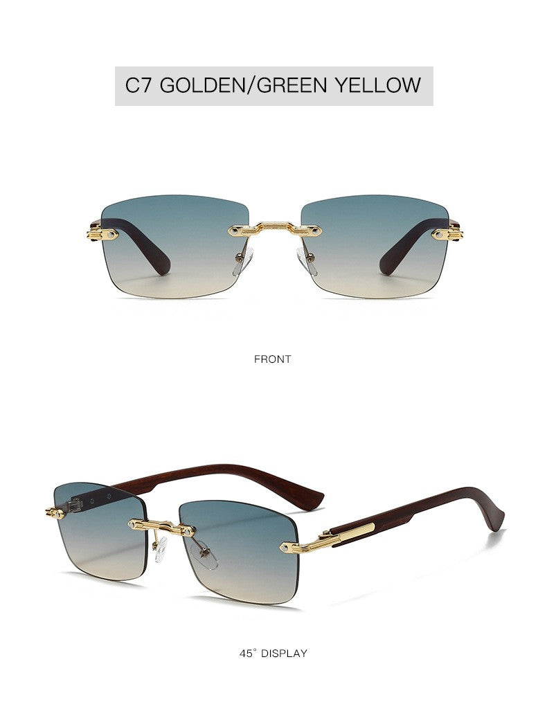 Vintage Frameless Sunglasses for Women Men Rectangle Sun Glasses Female Oval Eyewear Oculos De Sol for Male Female Eyeglasses