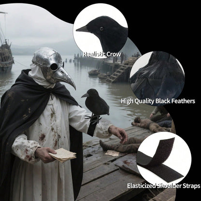 Halloween Realistic Crow Statue Shoulder Strap Style for Halloween Party Indoor Outdoor House Garden Decoration Christmas Party