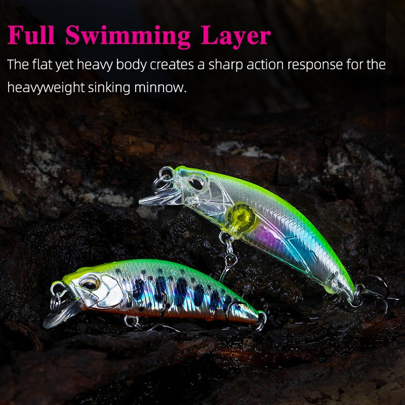 TSURINOYA DW63 50mm/5g Isca Artificial Minnow Jerkbait de Afundamento Wobblers de Plástico Rígido para Pesca de Robalo Truta e Lúcio