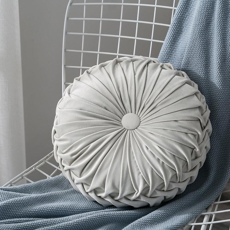 Velvet Pumpkin Pillow Backrest Lumbar Support Cushion Soft Round Solid Color Suitable for Sofa Bed Floor Office Chair
