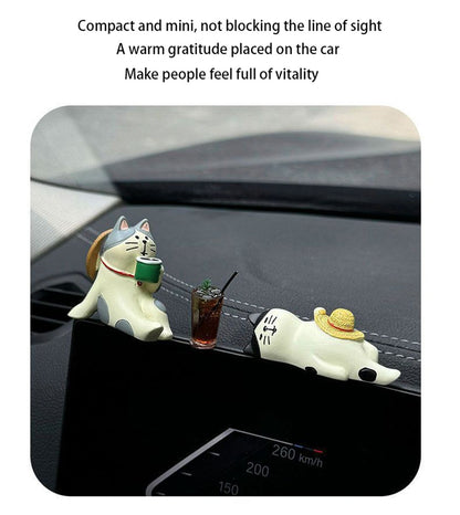 Cute Healing Kitten Ornaments For Car Dashboard Resin Cat Figure Car Interior Decorative Cat Ornament Vehicle Accessories