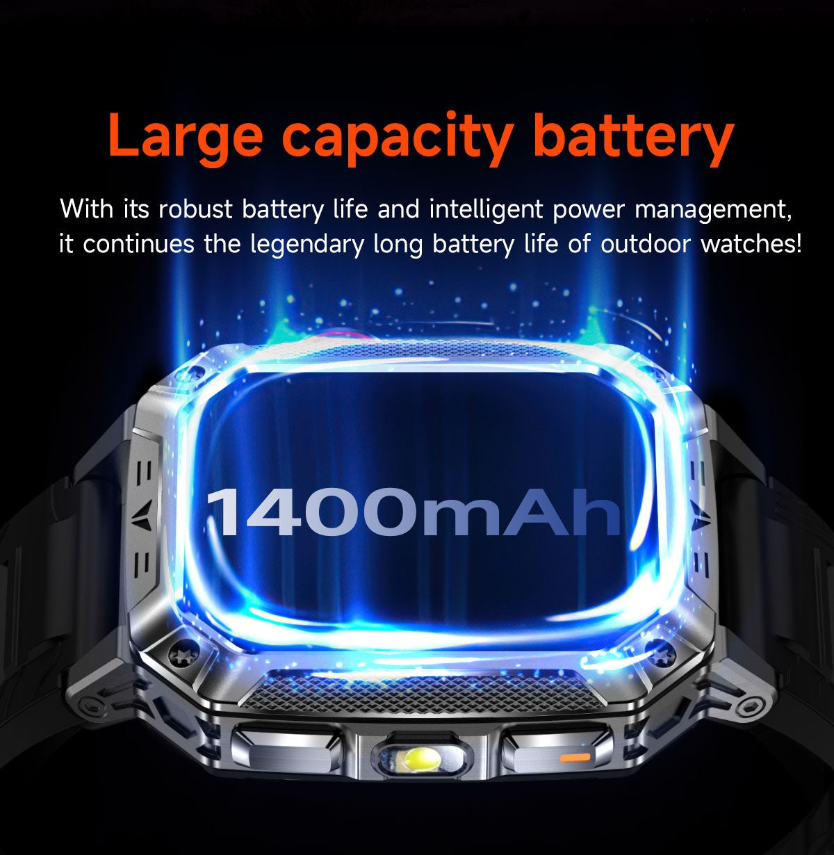 2026 Novo 1400mAh Bateria Grande Militar Ao Ar Livre 2.01 polegadas Smartwatch Masculino 10ATM À Prova D'água Chamada Bluetooth Relógio Inteligente Esportivo