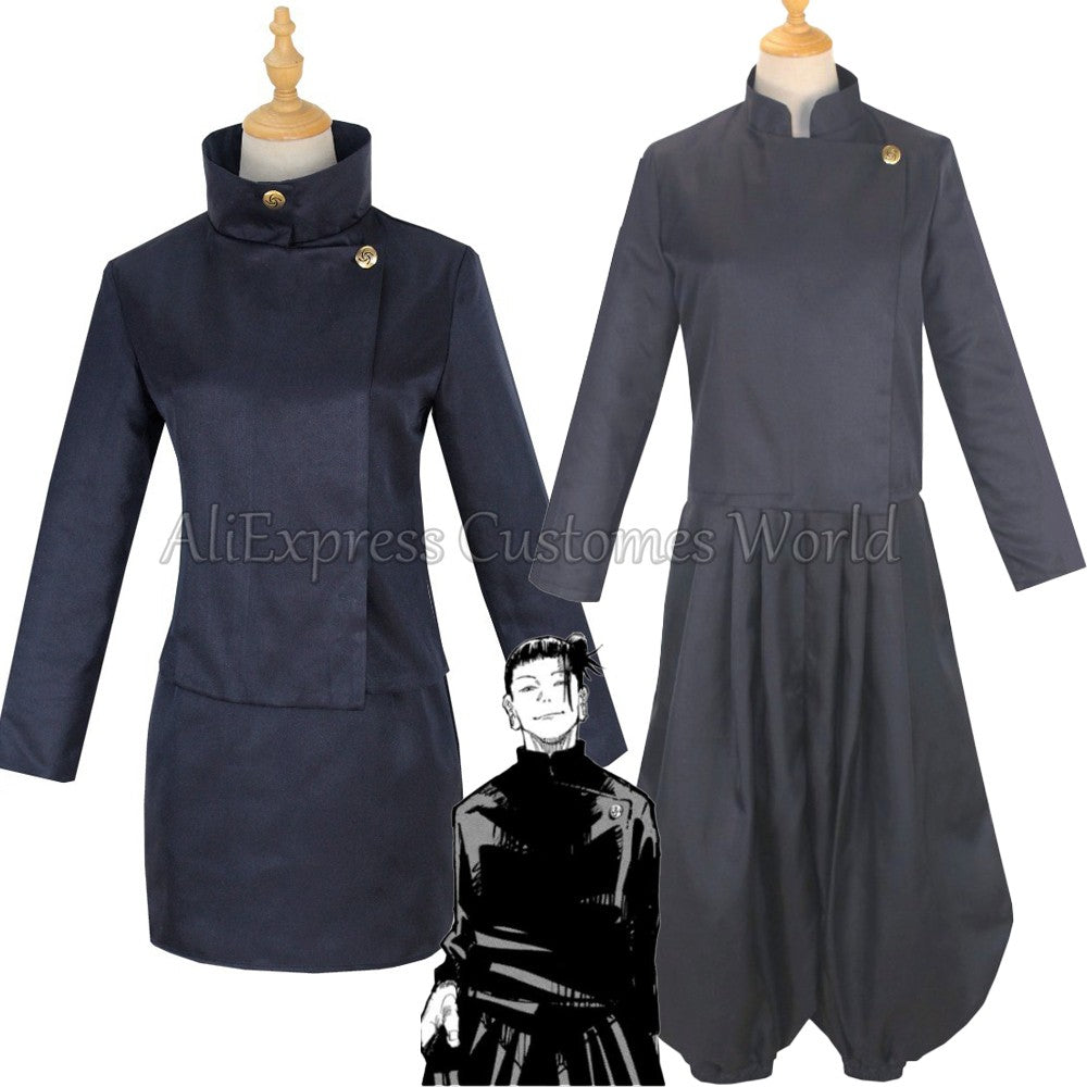 Geto Suguru Cosplay Costume Anime Jujutsu Kaisen High School Ieiri Shoko Costume Uniform Black Suit Halloween for Men Women
