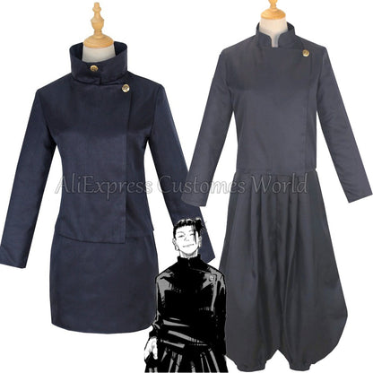 Geto Suguru Cosplay Costume Anime Jujutsu Kaisen High School Ieiri Shoko Costume Uniform Black Suit Halloween for Men Women