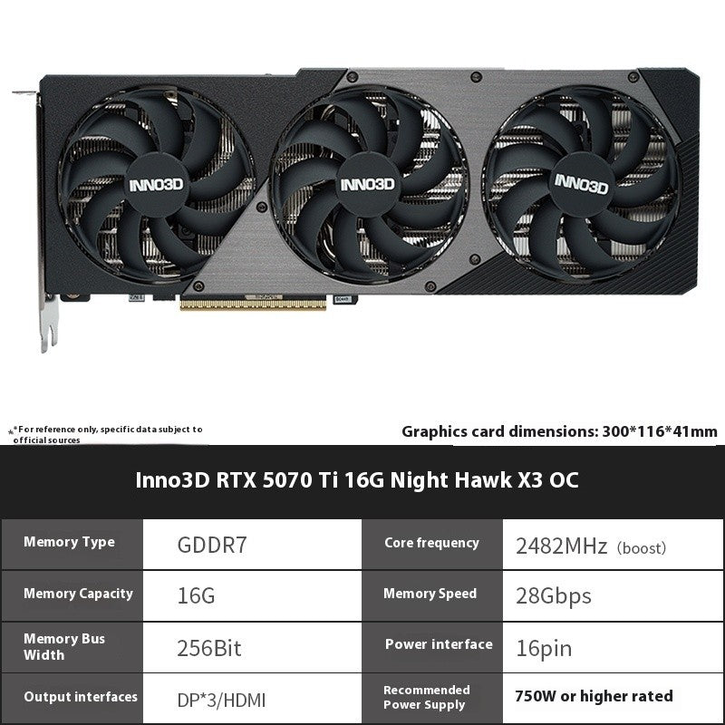 Placa de Vídeo Independente Inno3D RTX 5070 Ti 5070/5070Ti/16G 12G GDDR7 Gaming Esports para Computador de Mesa Montado