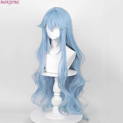 High Quality Ayanami Rei Wigs Anime EVA Cosplay Synthetic Long Wavy Blue Heat Resistant Hair Wig for Daily Party