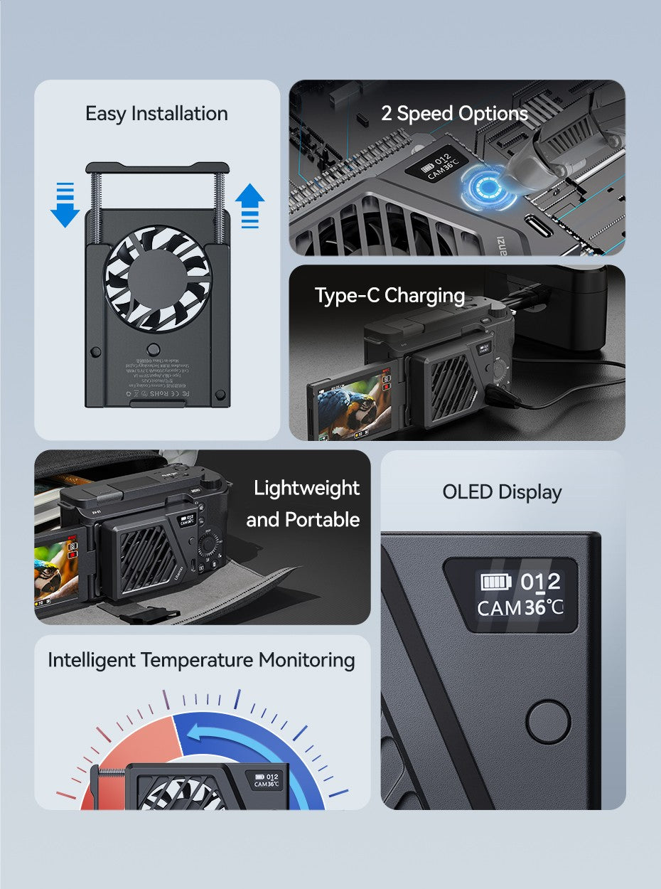 Ulanzi CA25 Camera Cooling System New Version Heat Sink Cooling Fan for Sony Canon FUJIFILM Nikon ZV-E1 FX30 A7M4 R8 R7 R6 XT4