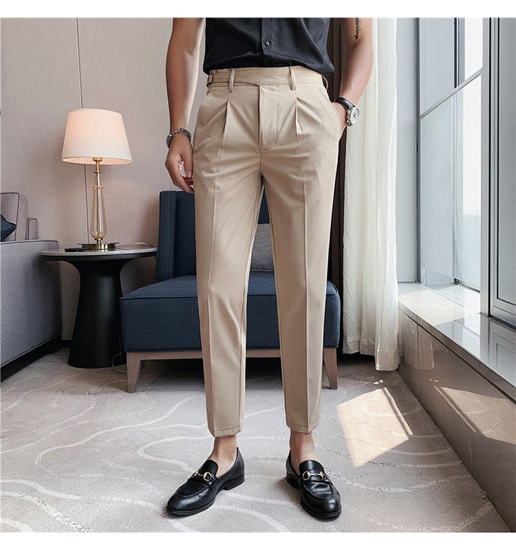 High Quality Elasticity Suit Pants Men Formal Business Office Social Dress Pants Slim Fit Casual Wedding Ankle Trousers Pantalon