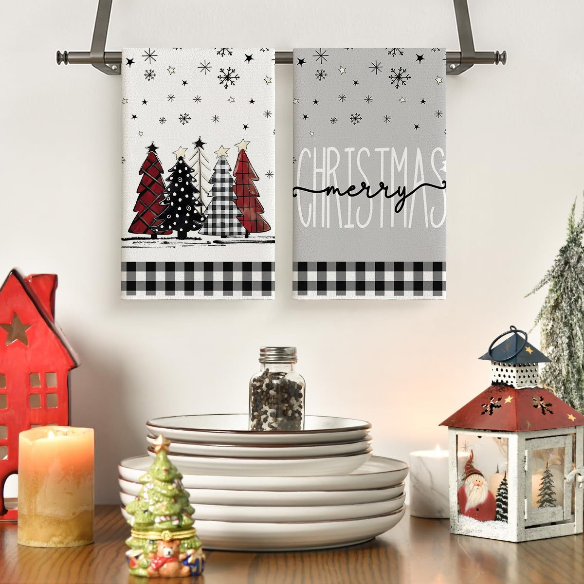 2/4pcs Christmas towels, snowflakes, Christmas trees, snowmen patterns, kitchen cleaning towels, dishwashing towels, hand towels