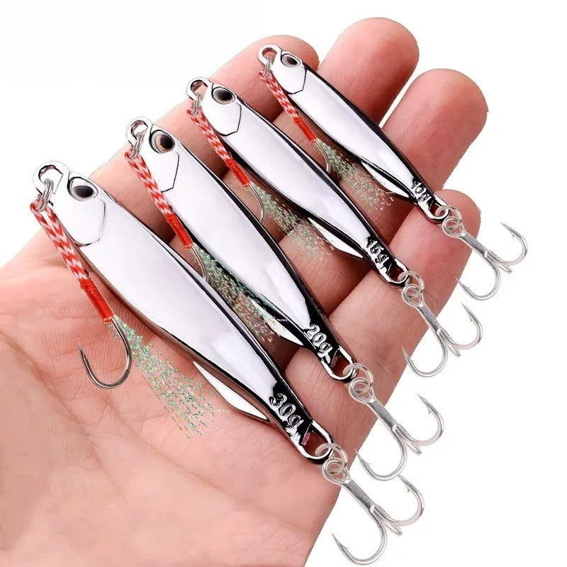 10 unidades/pacote Iscas Metálicas Jig para Pesca 30g 40g Chapeamento Prateado Isca Metálica Jig Pesca Marítima Isca de Pesca Baixo Salgado Material de Pesca