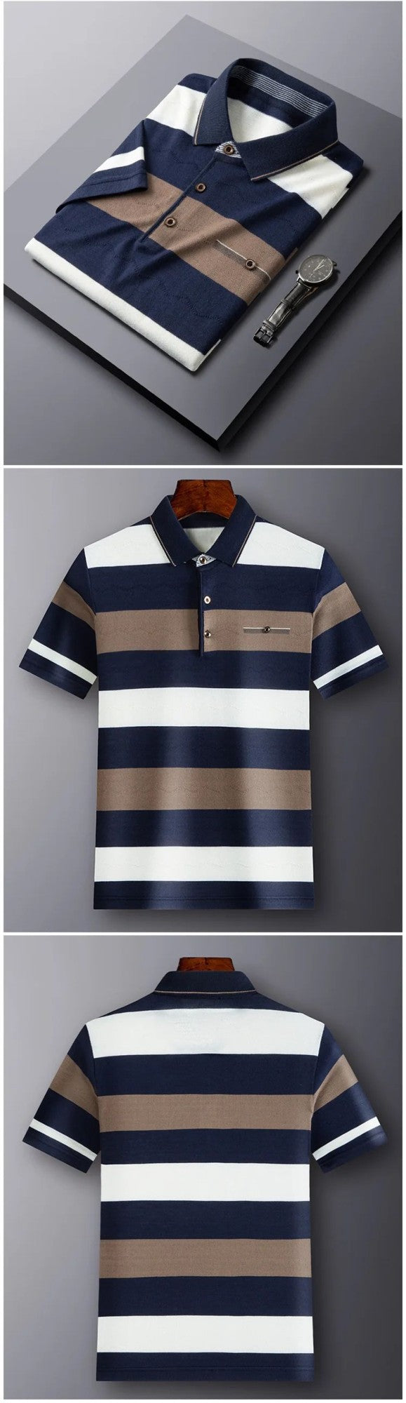 Pop Short Sleeved Men's Polo Shirt, Summer Knitted T-shirt, Short Sleeved Top, Men's