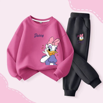 Autumn Baby Girl Boy Clothes Set Children Disney Daisy Duck Printing Sweatshirt Top and Pants Bottom 2 Pcs Suit Cotton Tracksuit