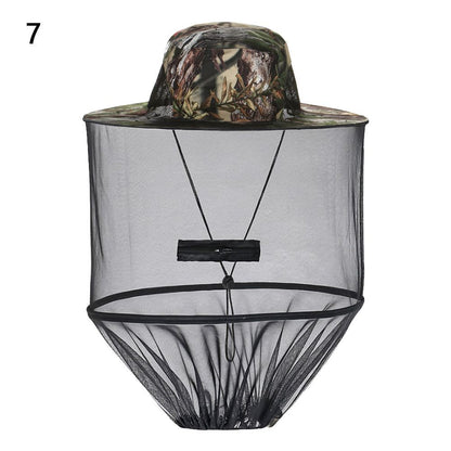 Chapéu Mosquiteiro Com Tela Protetora Repelente Insetos Abelhas Proteção Masculino Feminino Chapéu De Pesca Protetor Solar Ao Ar Livre