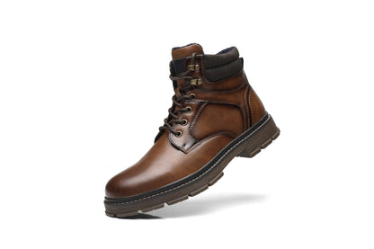 BHKH Botas Masculinas de Inverno da Moda botins Zíper Cadarço Botas de Tornozelo Sapatos Sociais Vintage de Negócios Sapatos Casuais de Couro Para Homens