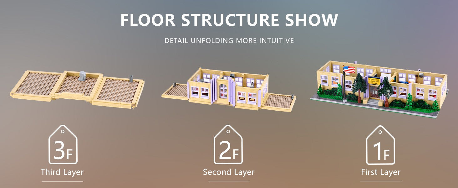 3500PCS Springfield Elementary School Building Blocks Idea Anime Street View Modular Architecture Brick Model Bricks Toys for Adults Christmas Gift