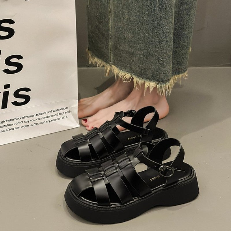 Summer Women's Sandals British Style Platform Women Casual Shoes Fashion Brand Beach Shoes 2024 High Quality Women Roman Sandals