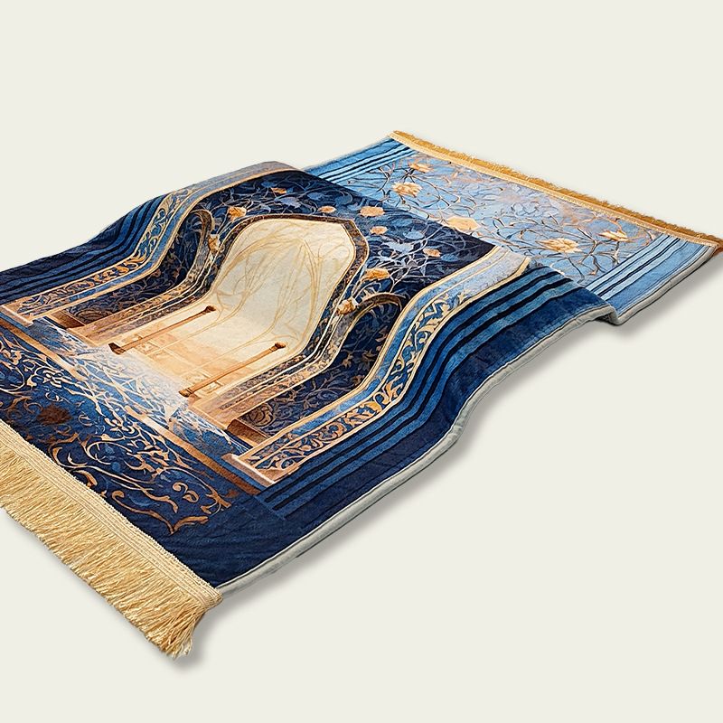 Prayer Rug Living Room Prayer Mat 70*110cm Muslim Islamic Prayer Rug, Carpet Mat, Kneeling Poly Mat with Vintage Pattern, Tassel
