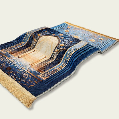 Prayer Rug Living Room Prayer Mat 70*110cm Muslim Islamic Prayer Rug, Carpet Mat, Kneeling Poly Mat with Vintage Pattern, Tassel