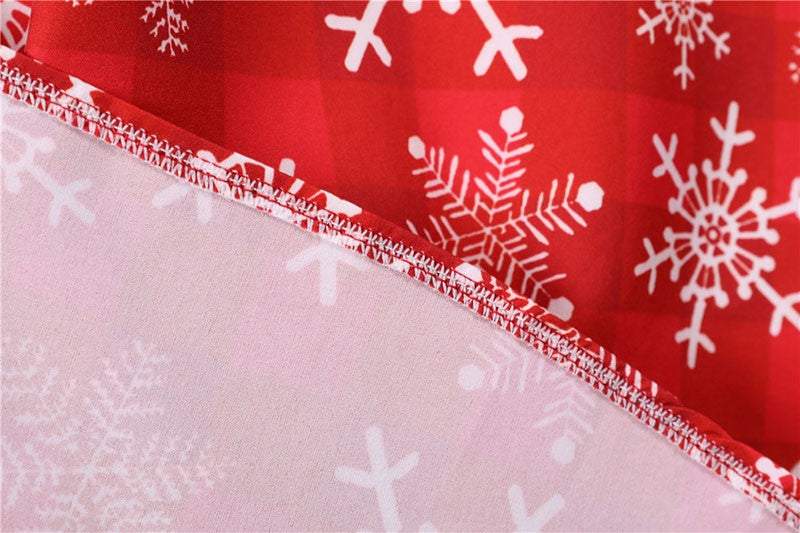 Fashion V-neck Short Sleeve Printed Christmas Dress Large Swing Vintage Elegant Xmas Party Dress