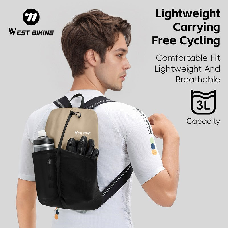 WEST BIKING Portable Lightweight Cycling Backpack Multi-Pocket Design Reflective Water Repellent Trekking Backpack Elastic Strap
